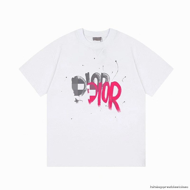 Dior Graffiti Street Style White Short-Sleeve T-Shirt