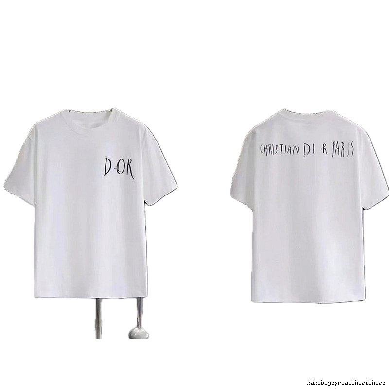Dior Hand-painted Graffiti Style White Short-sleeved T-shirt