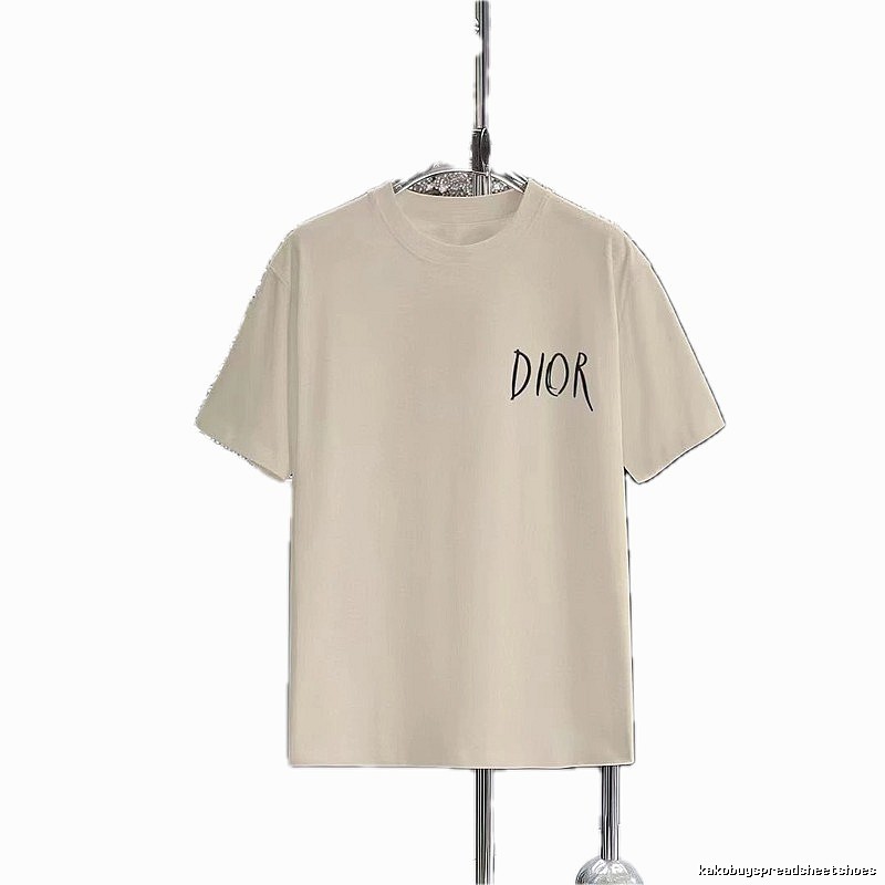 Dior Hand-painted Minimalist Off-white Casual Short-sleeve T-shirt