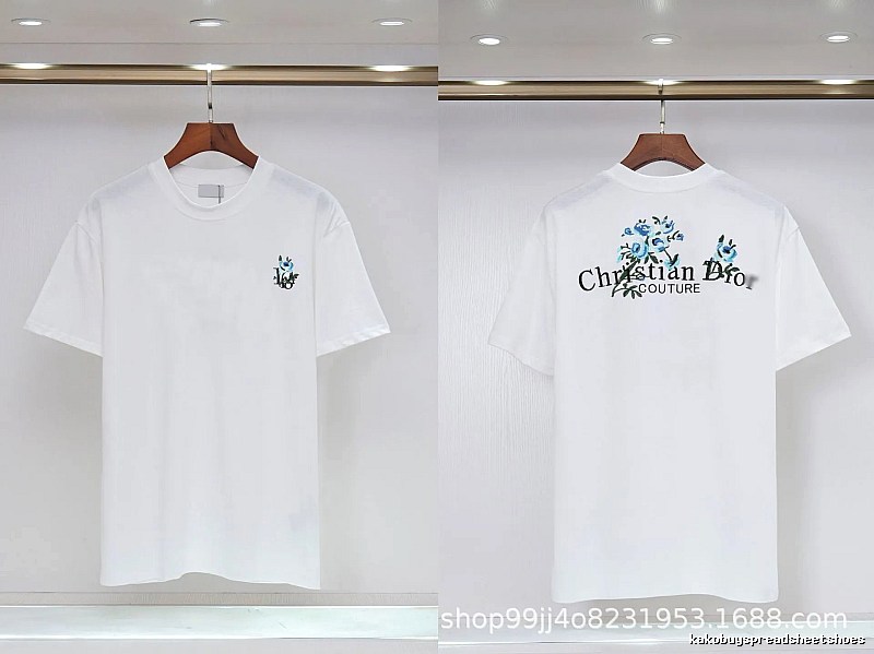 Dior Haute Couture Embroidered Floral-style White T-shirt