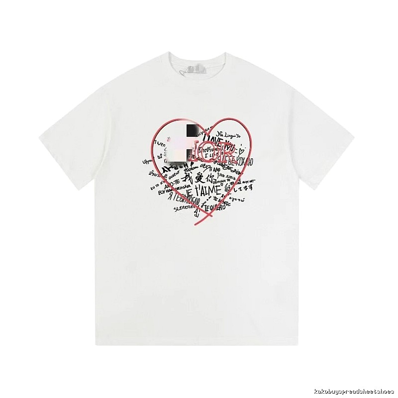 Dior Heart Graffiti Trendy Style White T-Shirt