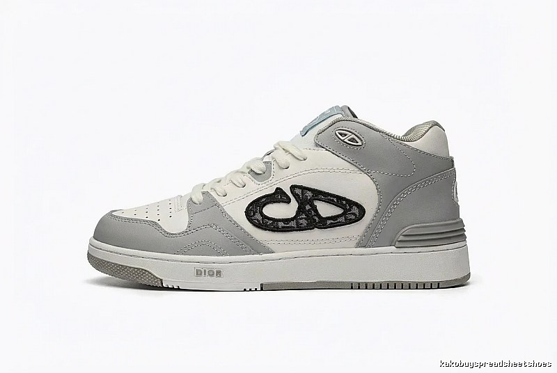 Dior high-top fashionable gray and white sports shoes