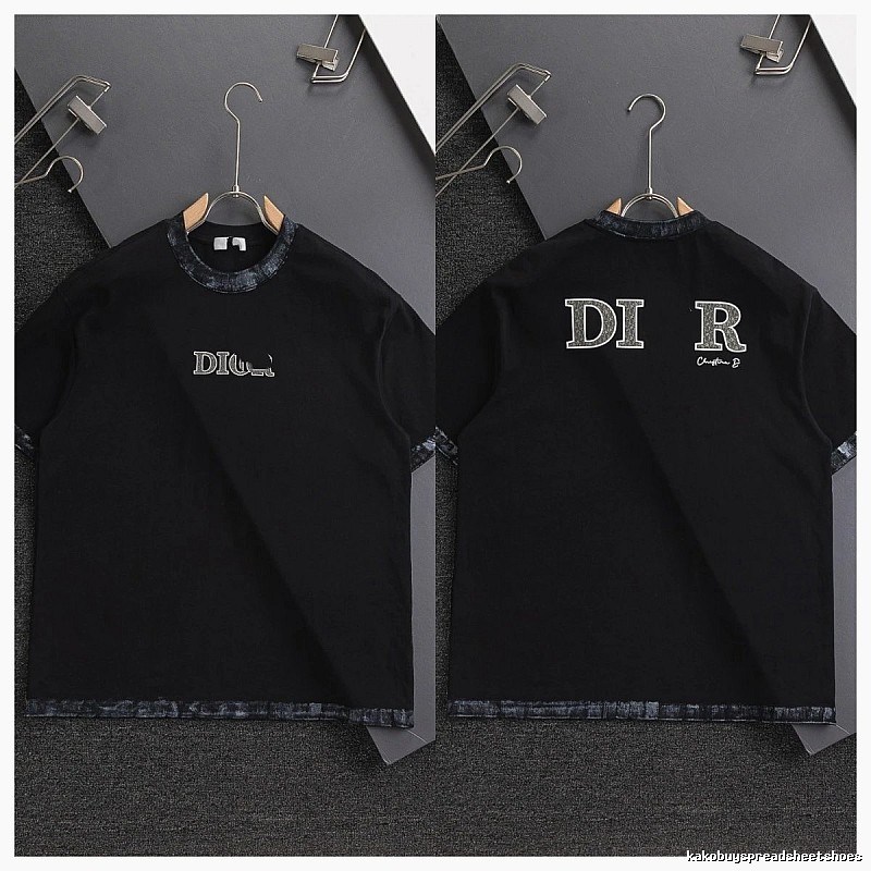 Dior Letter Print Light Luxury Style Black T-Shirt