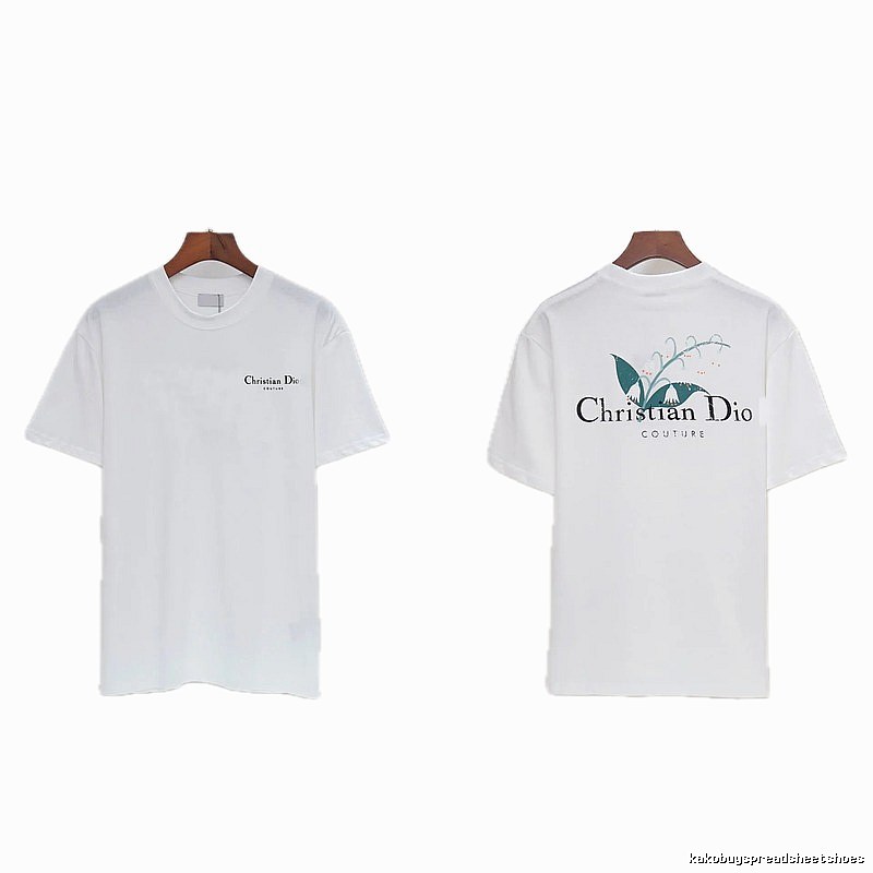 Dior Lily of the Valley Collection Casual Style White T-Shirt