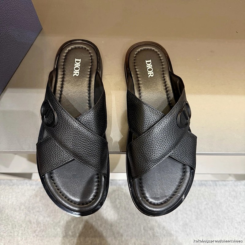 Dior Men's Casual Collection Minimalist Style Black Slide Sandals