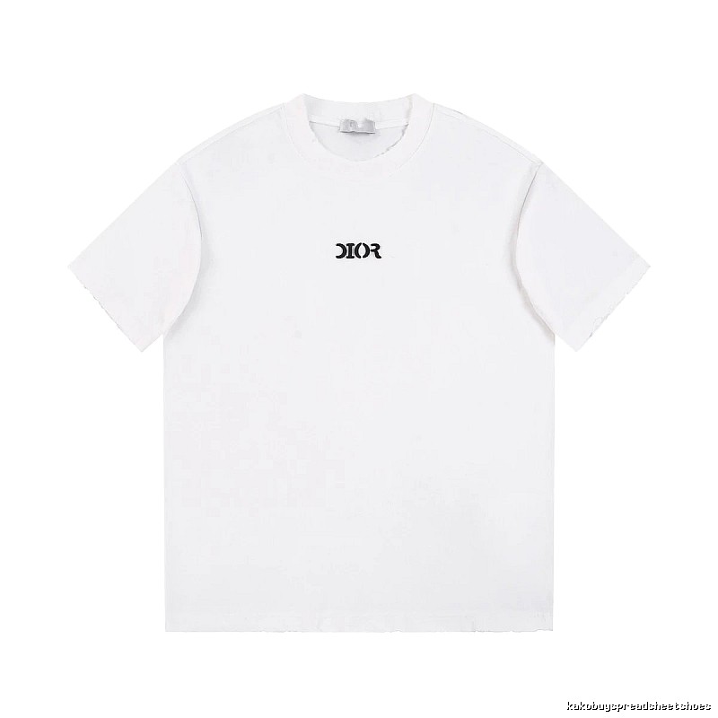 Dior Minimalist Style Embroidered Logo White Short-sleeved T-shirt