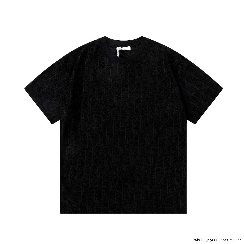 Dior Monogram All-over Print Light Luxury Style Black T-Shirt