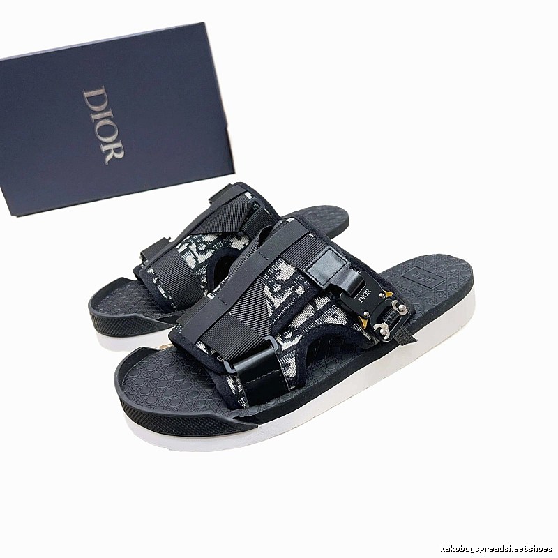 Dior Monogram Casual Style Black and White Slides