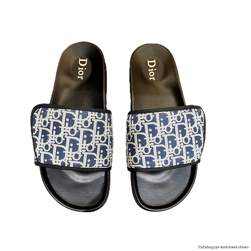 Dior Oblique Collection Luxury-style Blue & Black Slides