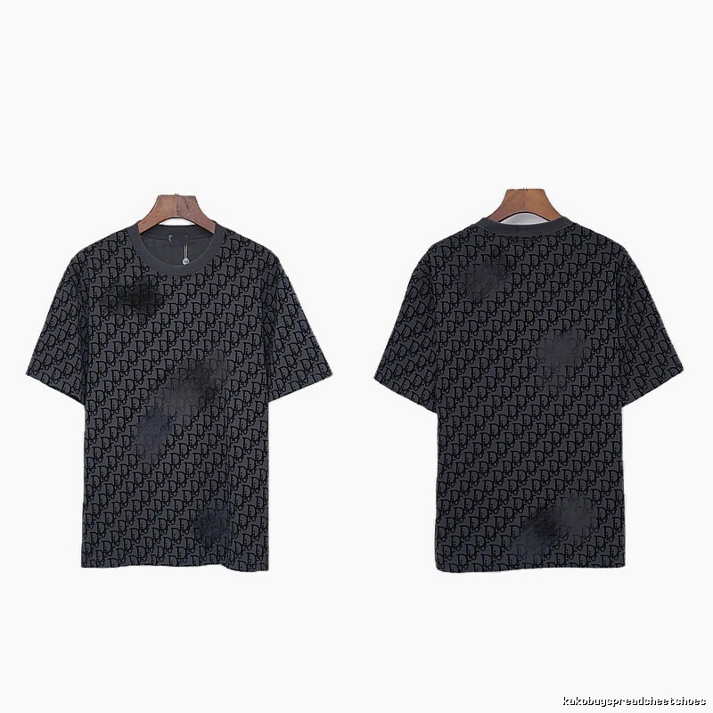 Dior Oblique Streetwear Collection Dark Grey Short-sleeve T-Shirt