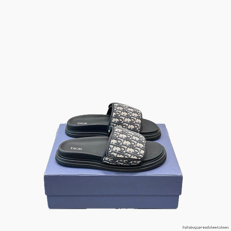 Dior Retro Monogram Black and Grey Slide Sandals