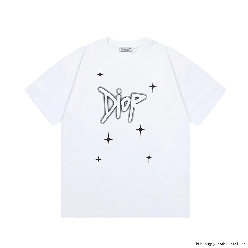 Dior Starburst Graffiti Street Style White Short-sleeve T-shirt