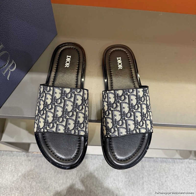 Dior Vintage Monogram Black and Grey Slides