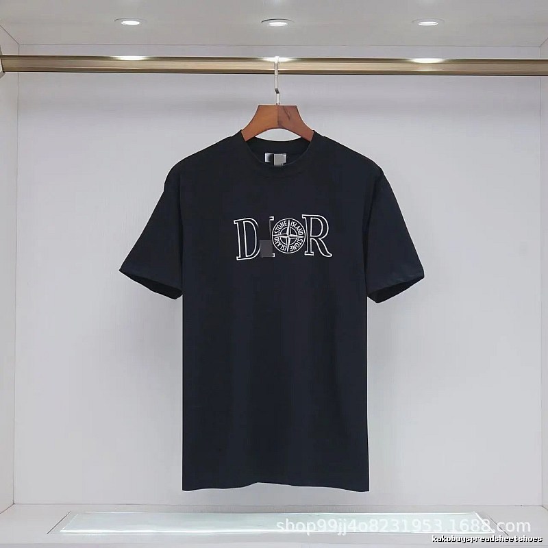 Dior x Stone Island Co-branded Casual Black Short-sleeve T-shirt