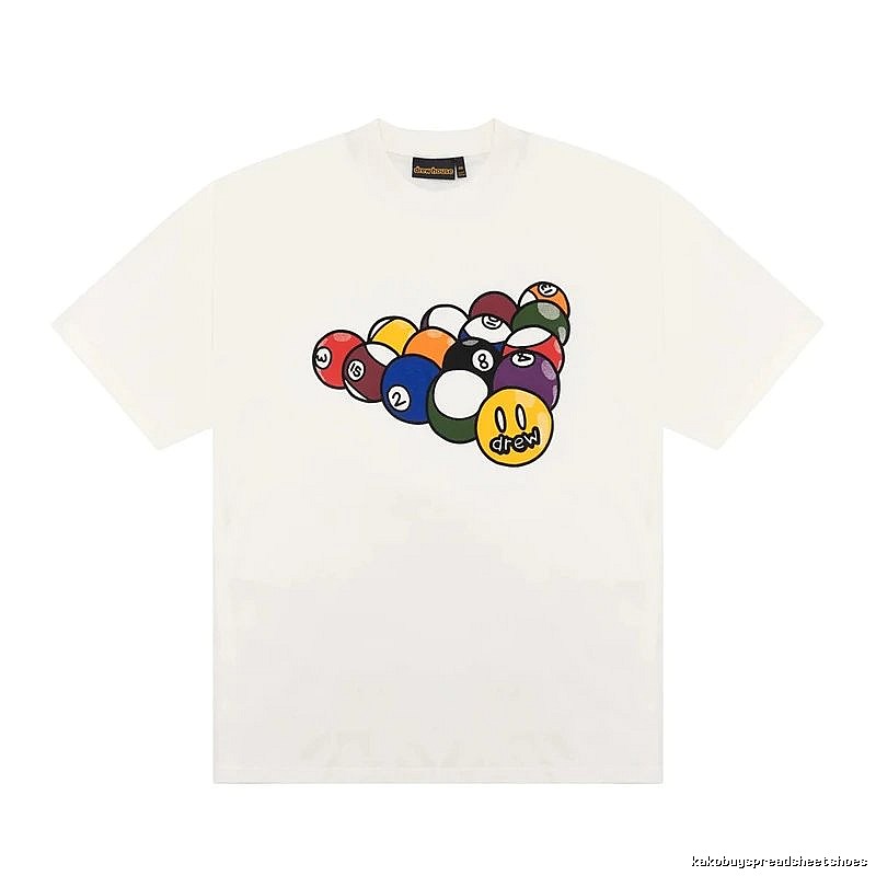 DREW Billiards Smiley Face Street Style Off-white T-shirt
