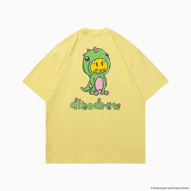 DREW Dinosaur Print Street Style Yellow Short-sleeve T-shirt