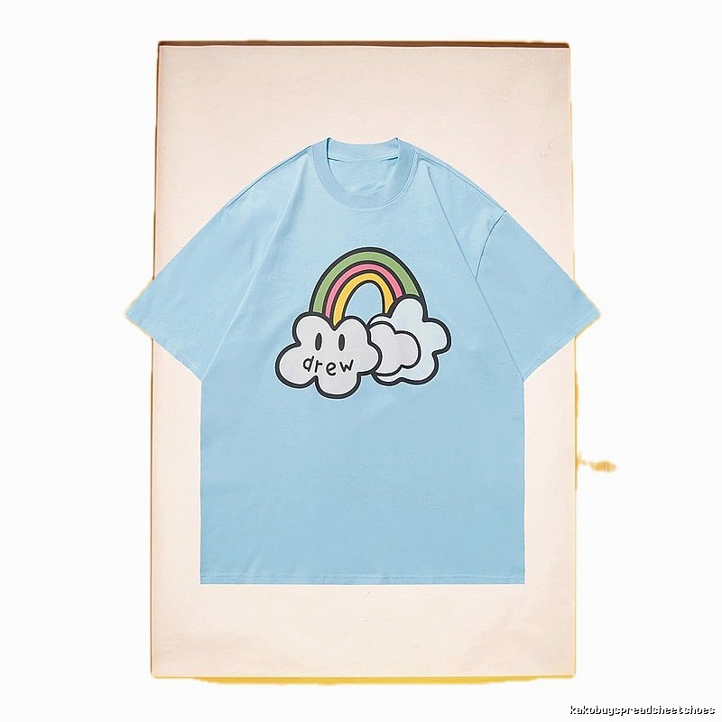 DREW Rainbow Cloud Casual Style Light Blue Short Sleeve T-Shirt