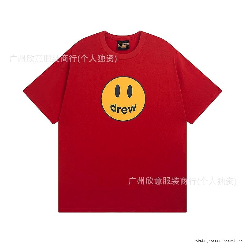 DREW Smiley American Street Style Red Short Sleeve T-Shirt