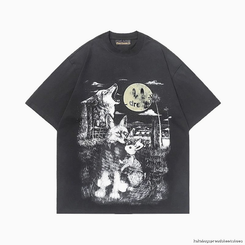 DREW Smiley Collection Street Style Black T-Shirt