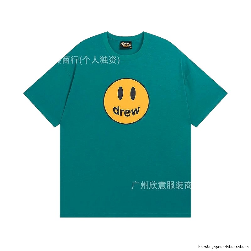 DREW Smiley Face Casual Style Lake Green Short Sleeve T-shirt