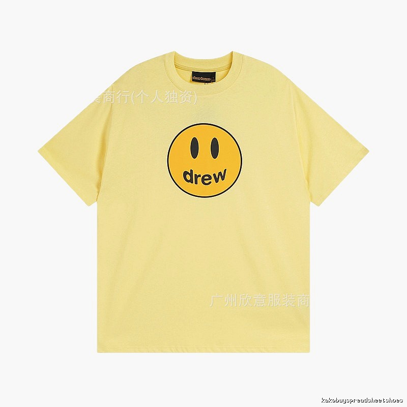 DREW Smiley Face Series Street Style Light Yellow T-shirt