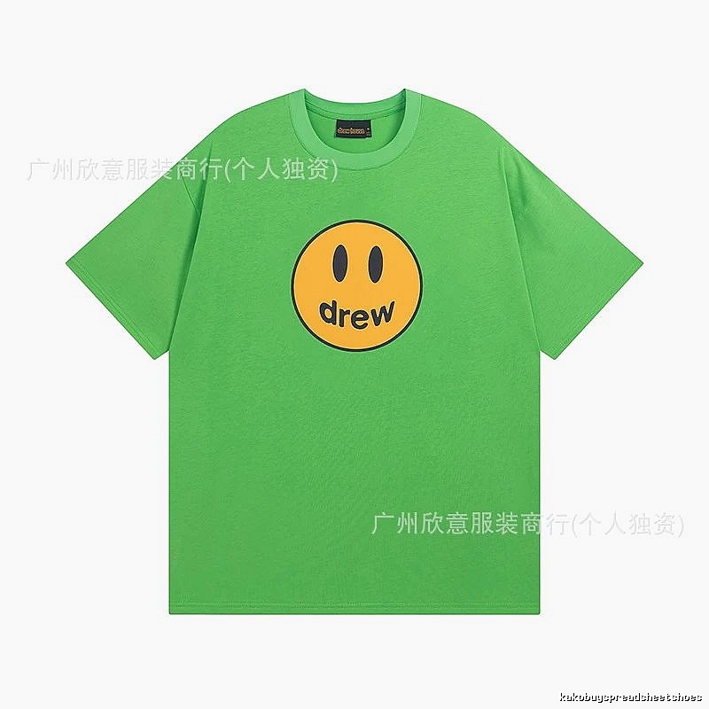 DREW Smiley Face Street Style Green Short Sleeve T-Shirt