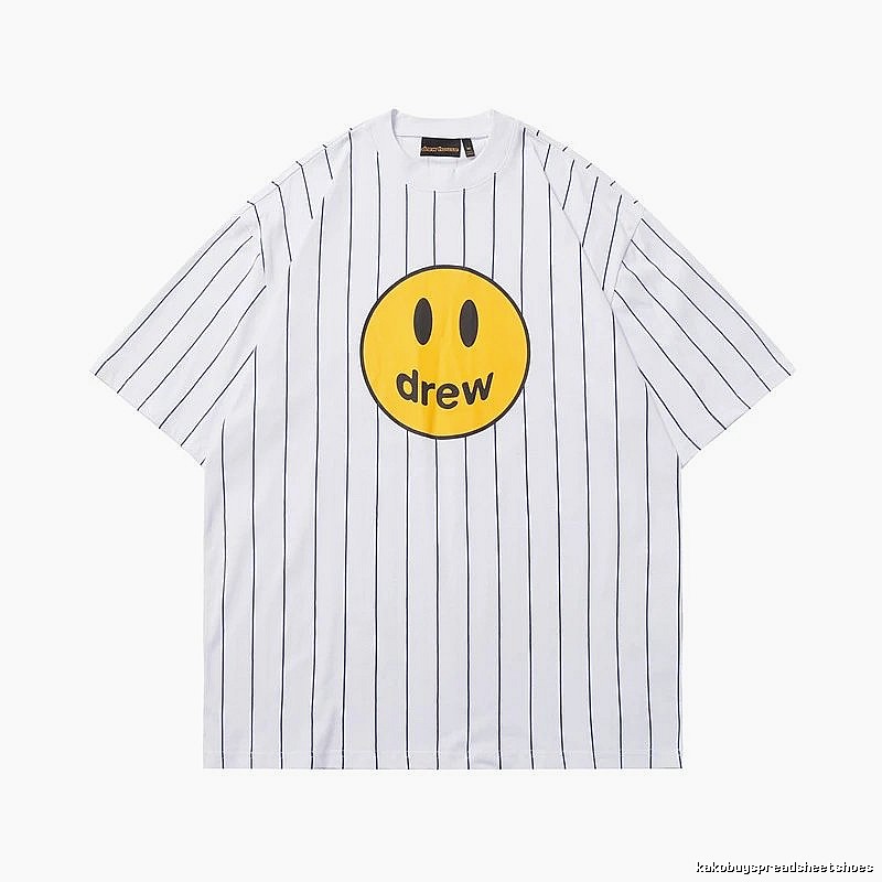 DREW Smiley Face Street Style White Striped T-shirt