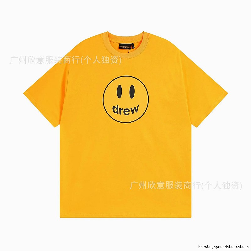 DREW Smiley Face Street Style Yellow Short Sleeve T-shirt