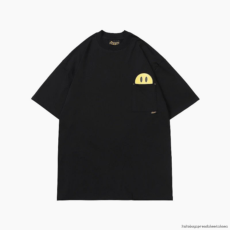 DREW Smiley Pocket Street Style Black T-Shirt
