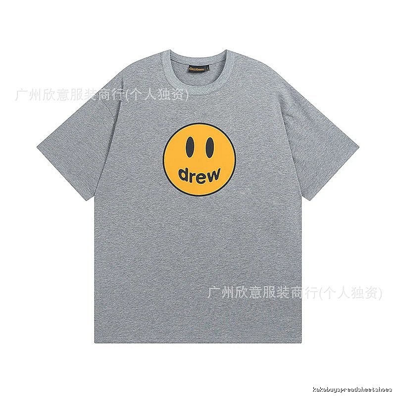 DREW Smiley Series Street Style Gray T-shirt