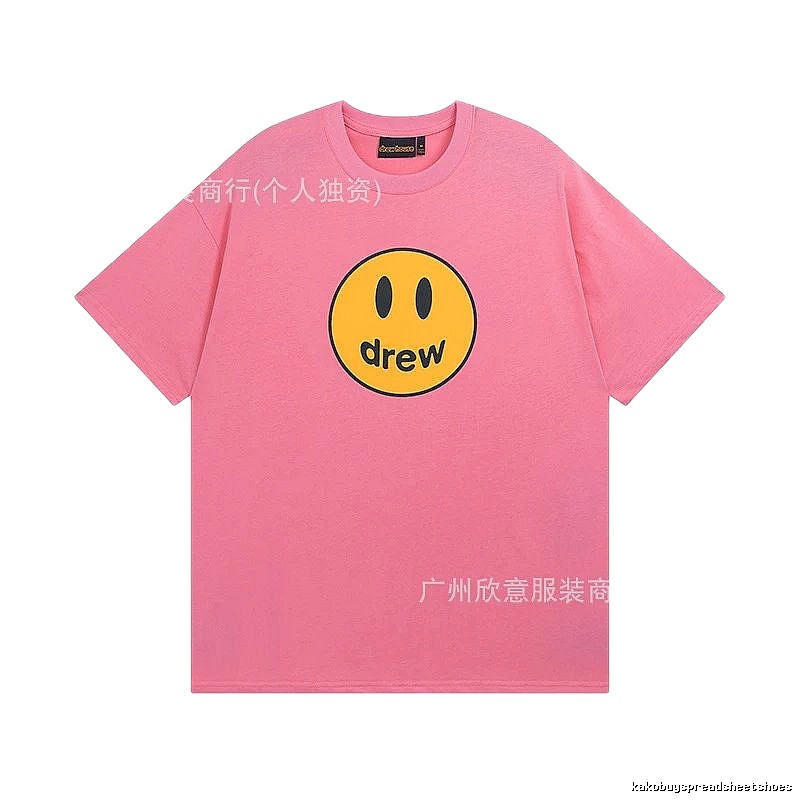 DREW Smiley Series Street Trend Style Pink Short Sleeve T-Shirt