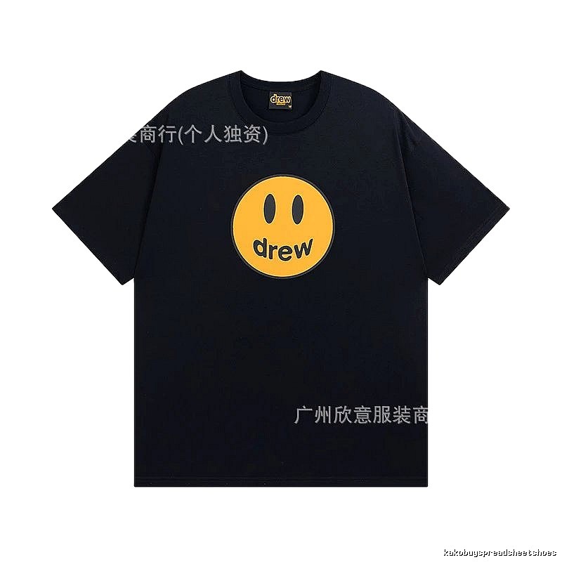 DREW Smiley Street Style Black Short-sleeve T-shirt