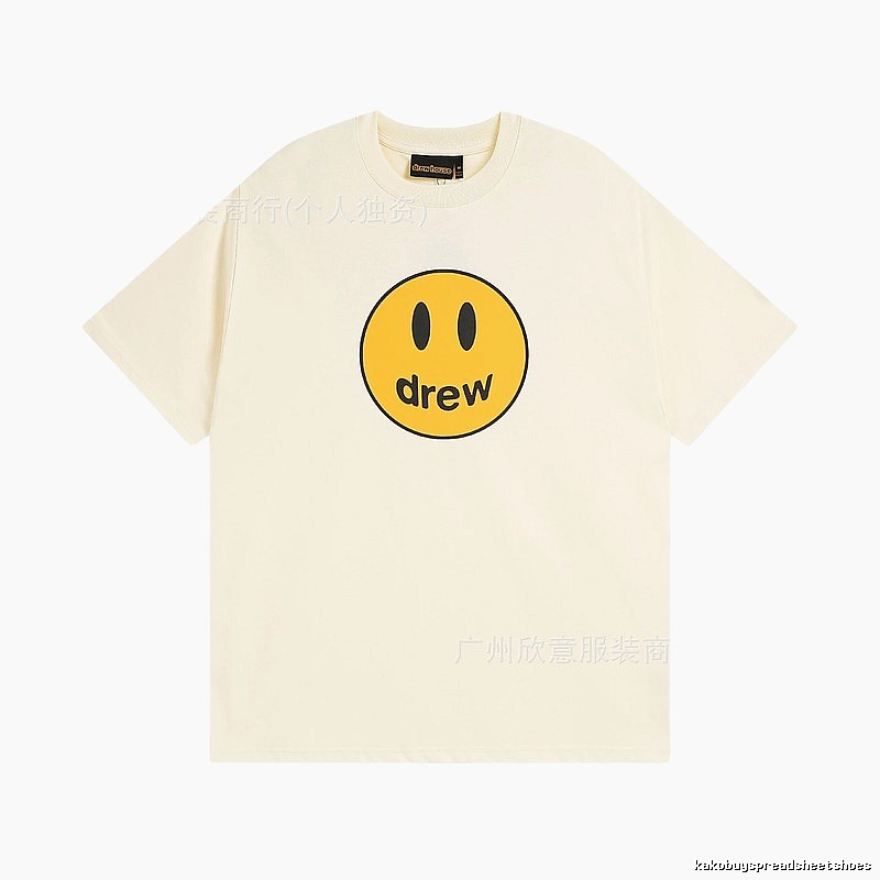 DREW Smiley Street Style Off-white Short Sleeve T-Shirt