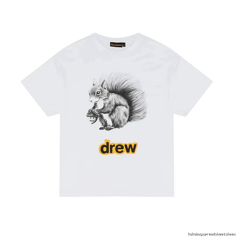 DREW Squirrel Print Street Style White T-shirt