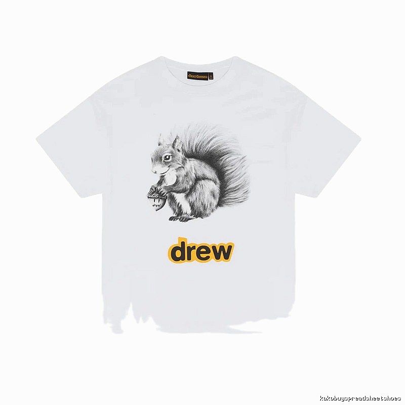 DREW Squirrel Print Street Style White T-Shirt