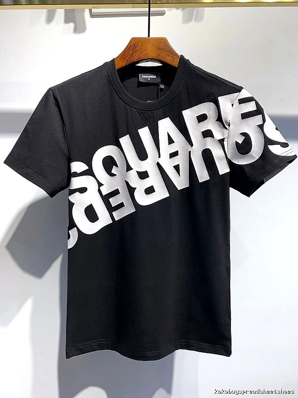 DSQ Large Letter Print Street Style Black T-Shirt