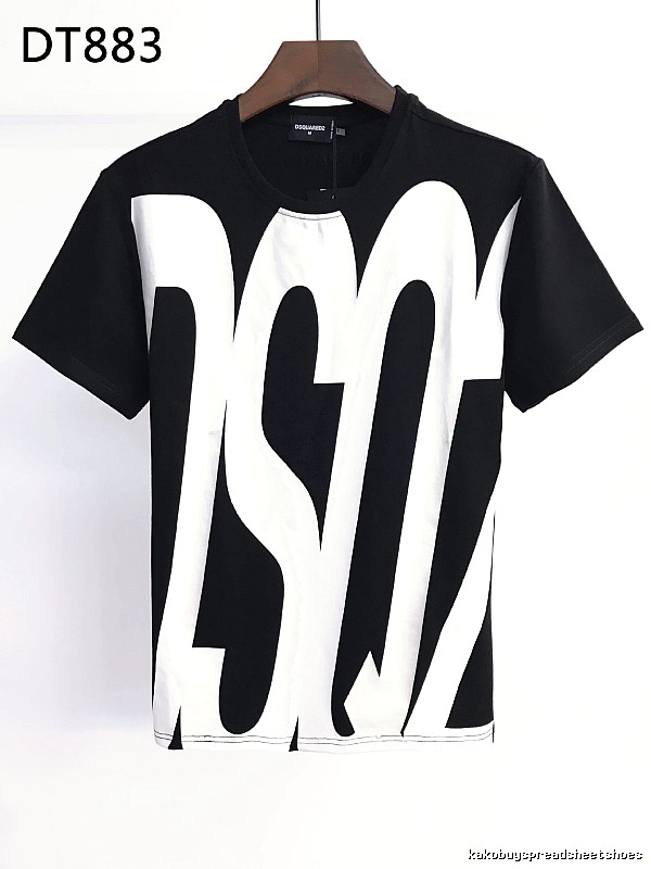 DSQ Large Letter Street Style Black and White Short Sleeve T-Shirt
