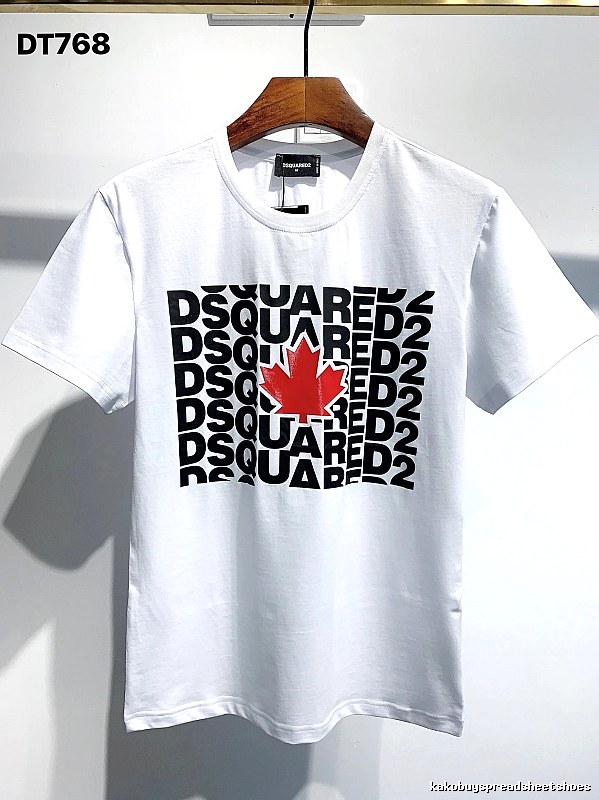 DSQ2 Maple Leaf Print Street Style White Short Sleeve T-Shirt
