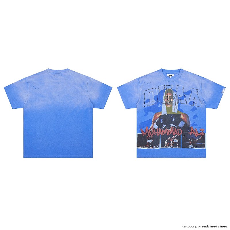 DUAA Ali Print Vintage Style Washed Blue T-shirt