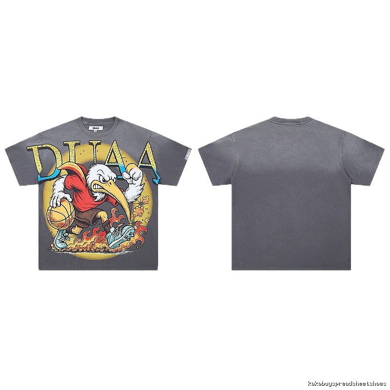 DUAA Basketball Print American Trendy Style Dark Grey T-Shirt