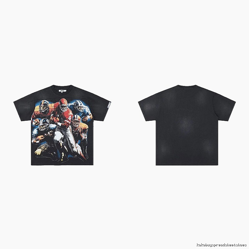 DUAA Rugby Print Retro Black T-Shirt