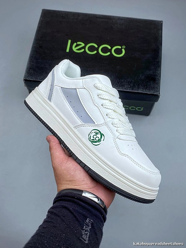 ECCO White Leather Low-Top Sneakers Defined by Contrast Side Panels