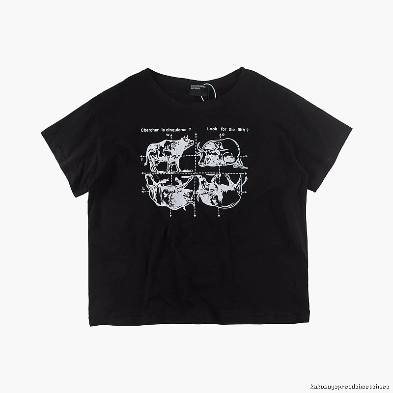 ERD Bull Print Street Style Black Short Sleeve T-shirt