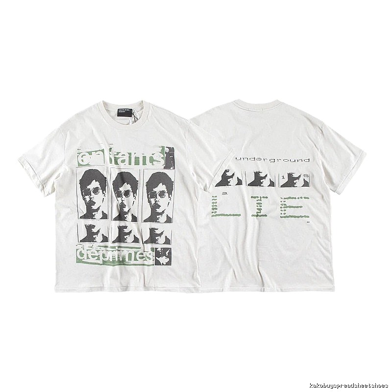 ERD GRJKD Portrait Print Vintage Off-white T-Shirt