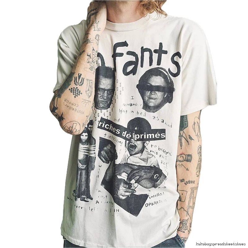ERD GRJKD Portrait Print Vintage Off-white T-shirt