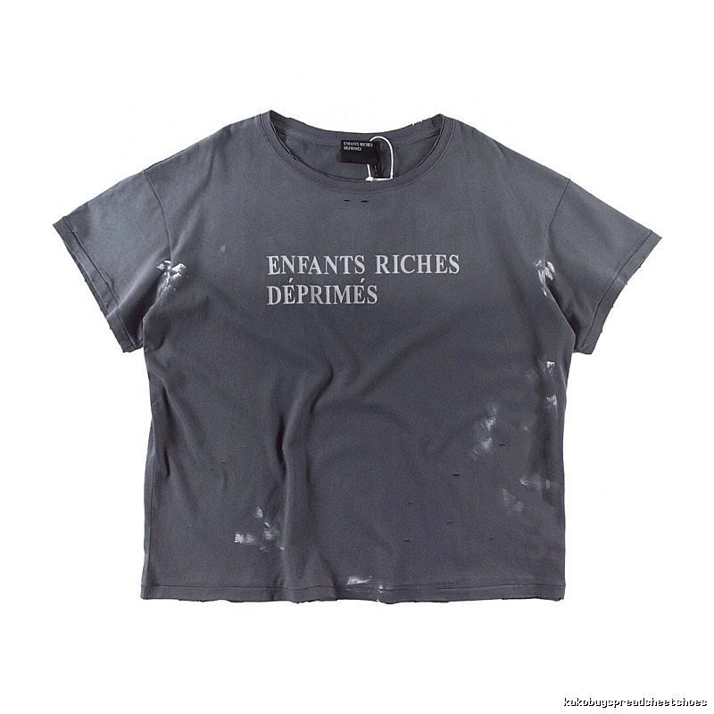 ERD Ink-splatter Distressed Vintage Style Gray Short Sleeve T-shirt
