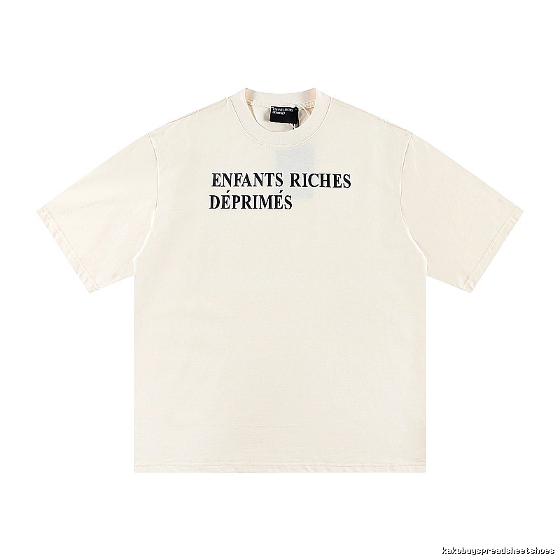 ERD Letter Print Minimalist Style Off-white Short-sleeve T-shirt