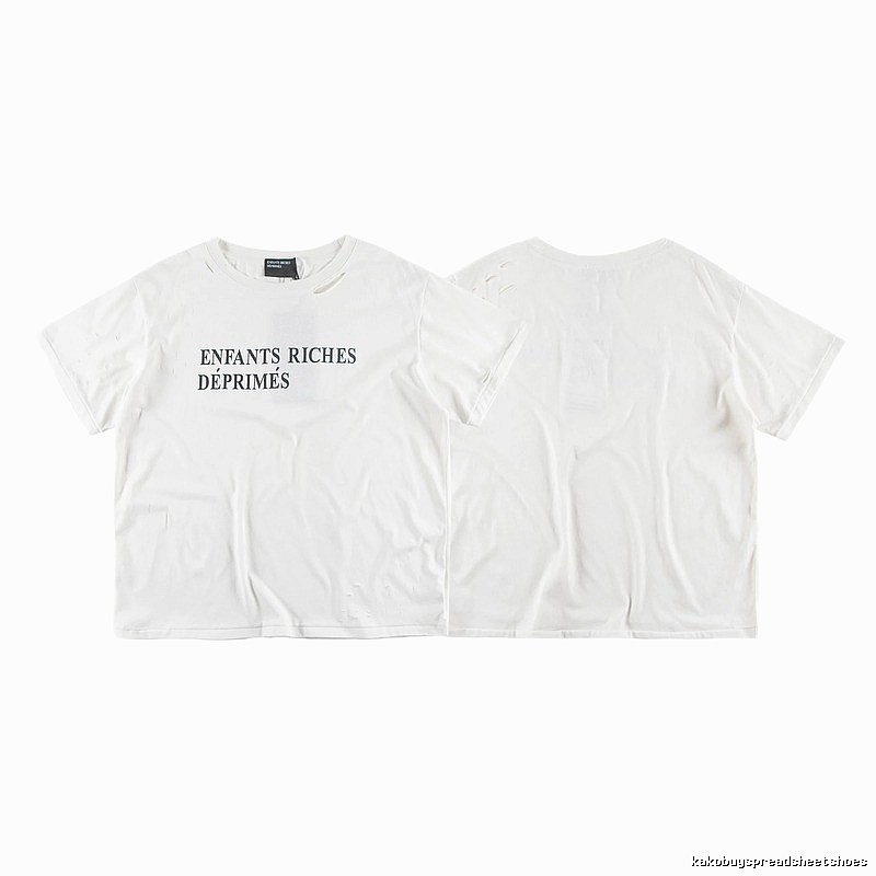 ERD Letter Ripped Street Style White T-Shirt
