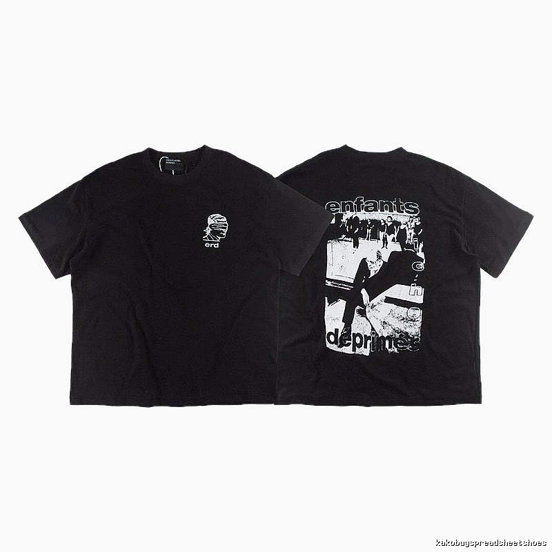 ERD Portrait Print Dark Style Black Short-sleeve T-shirt