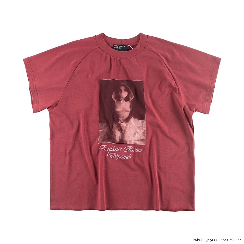 ERD Portrait Print Vintage Style Burgundy T-shirt